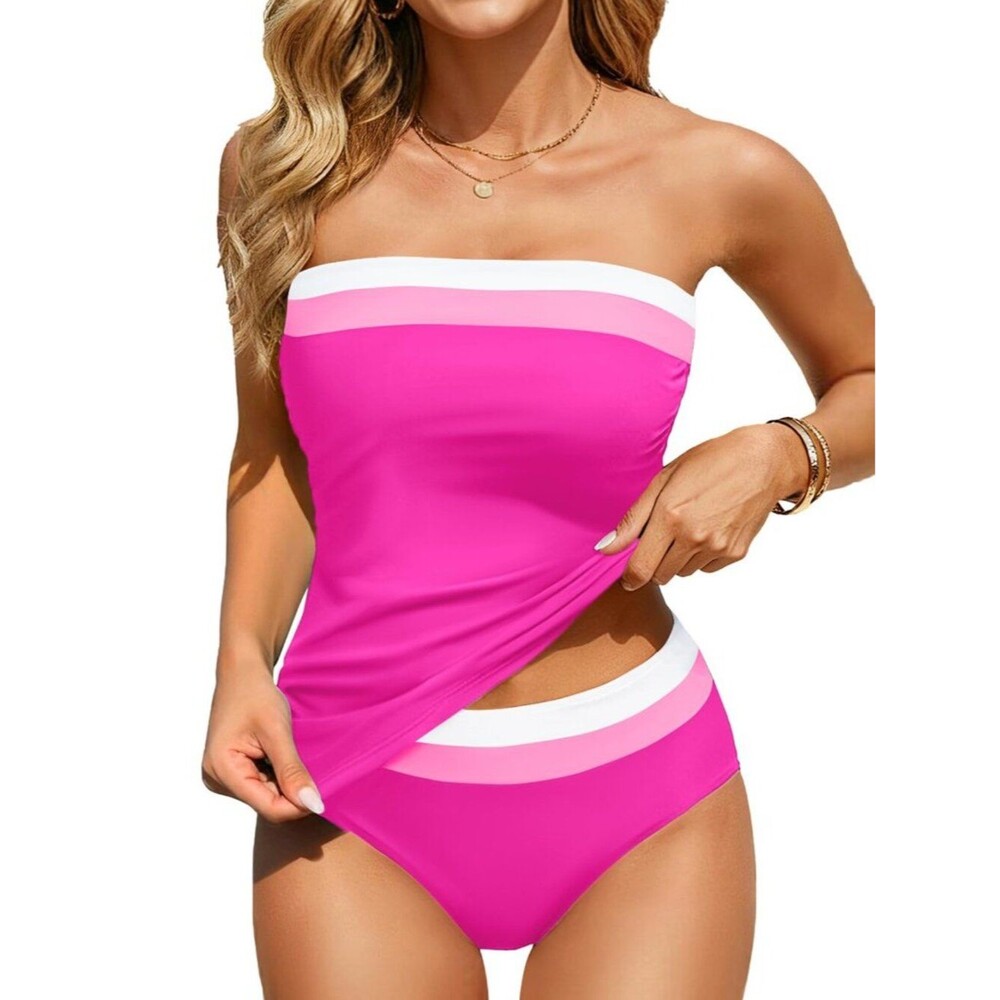 Tankini Swimsuits for Women - Two Piece Ruched Tummy Control Bathing Suit S